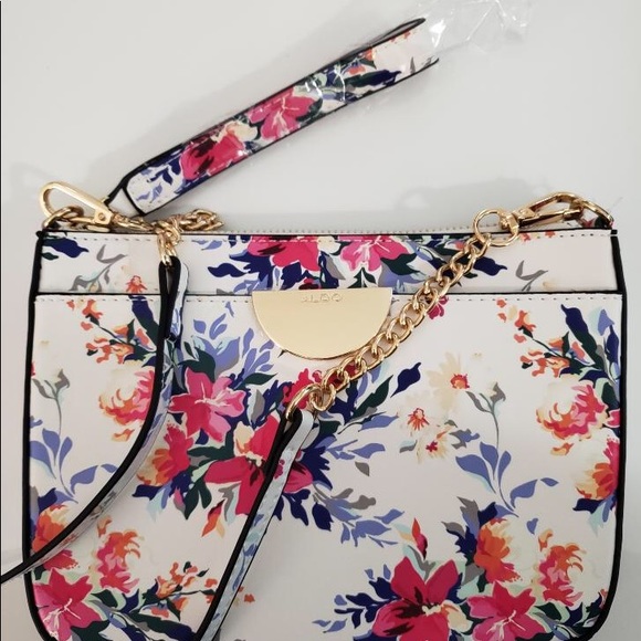 Aldo Crossbody and Clutch White-Pink Floral - Picture 3 of 7